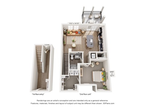 A 1st floor entry and 2nd floor plan of a 192 x 1410 sized room.
